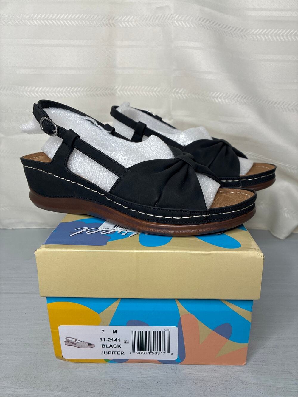 Easy Street Jupiter Slingback Comfort Sandals Black Womens Size 7M